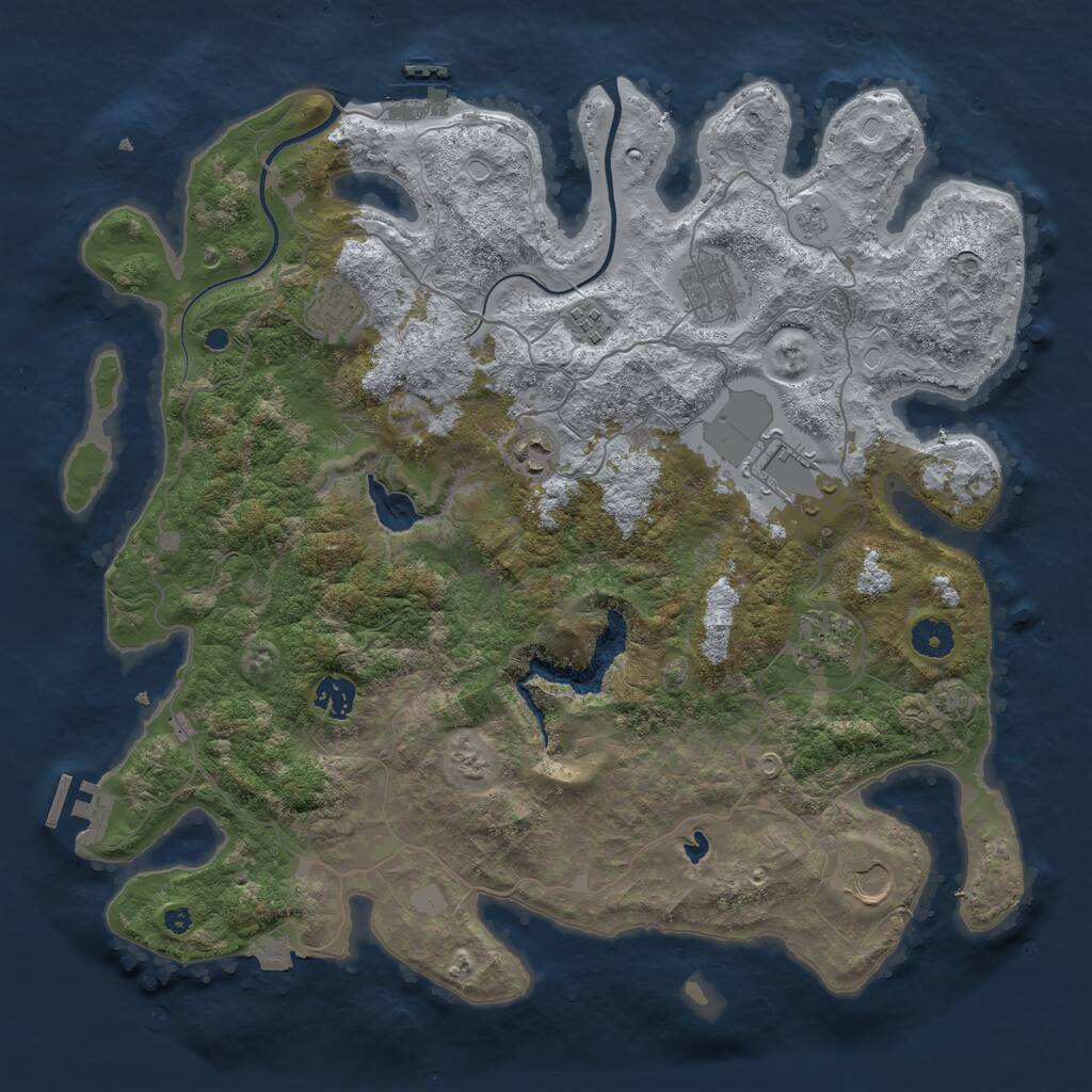 Rust Map: Procedural Map, Size: 4000, Seed: 1119722443, 13 Monuments