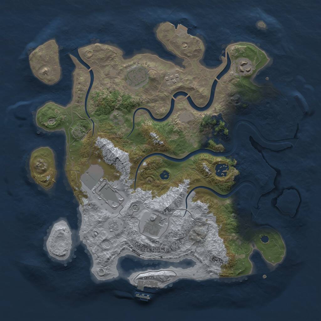 Rust Map: Procedural Map, Size: 3500, Seed: 45966040, 12 Monuments