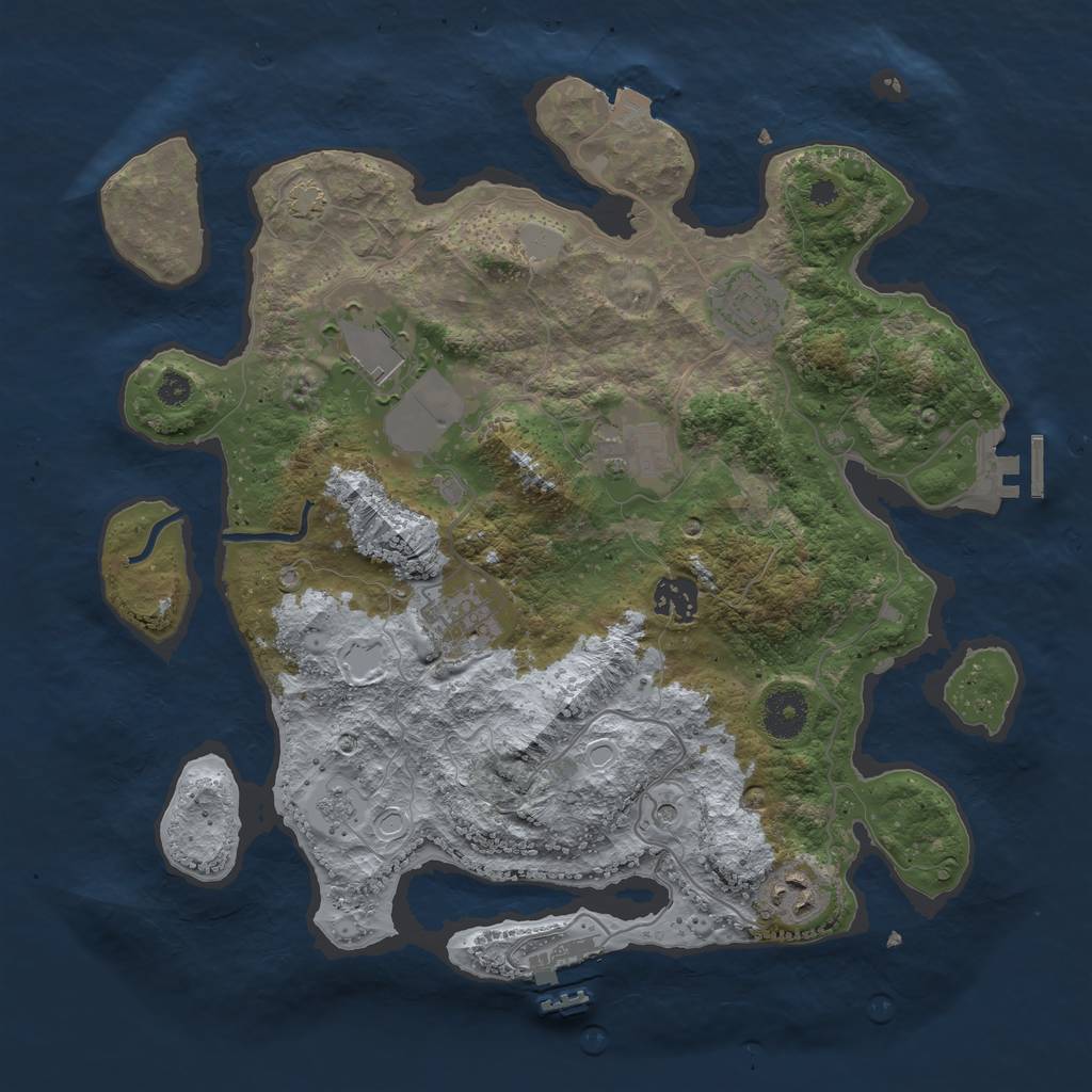Rust Map: Procedural Map, Size: 3500, Seed: 45966040, 14 Monuments