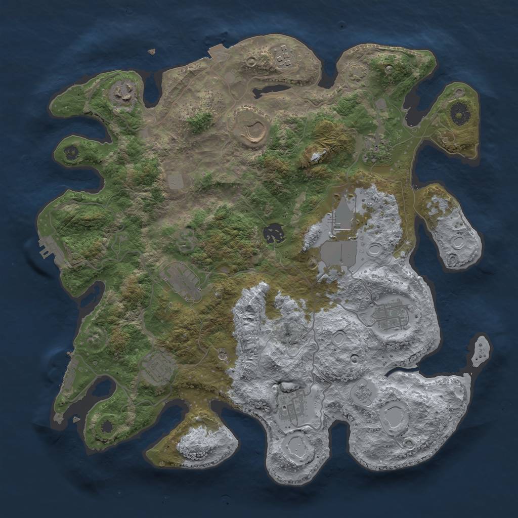 Rust Map: Procedural Map, Size: 3700, Seed: 850833670, 18 Monuments