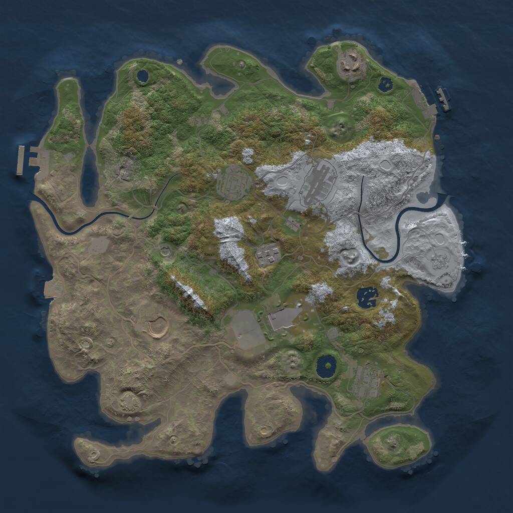 Rust Map: Procedural Map, Size: 3500, Seed: 689658416, 14 Monuments