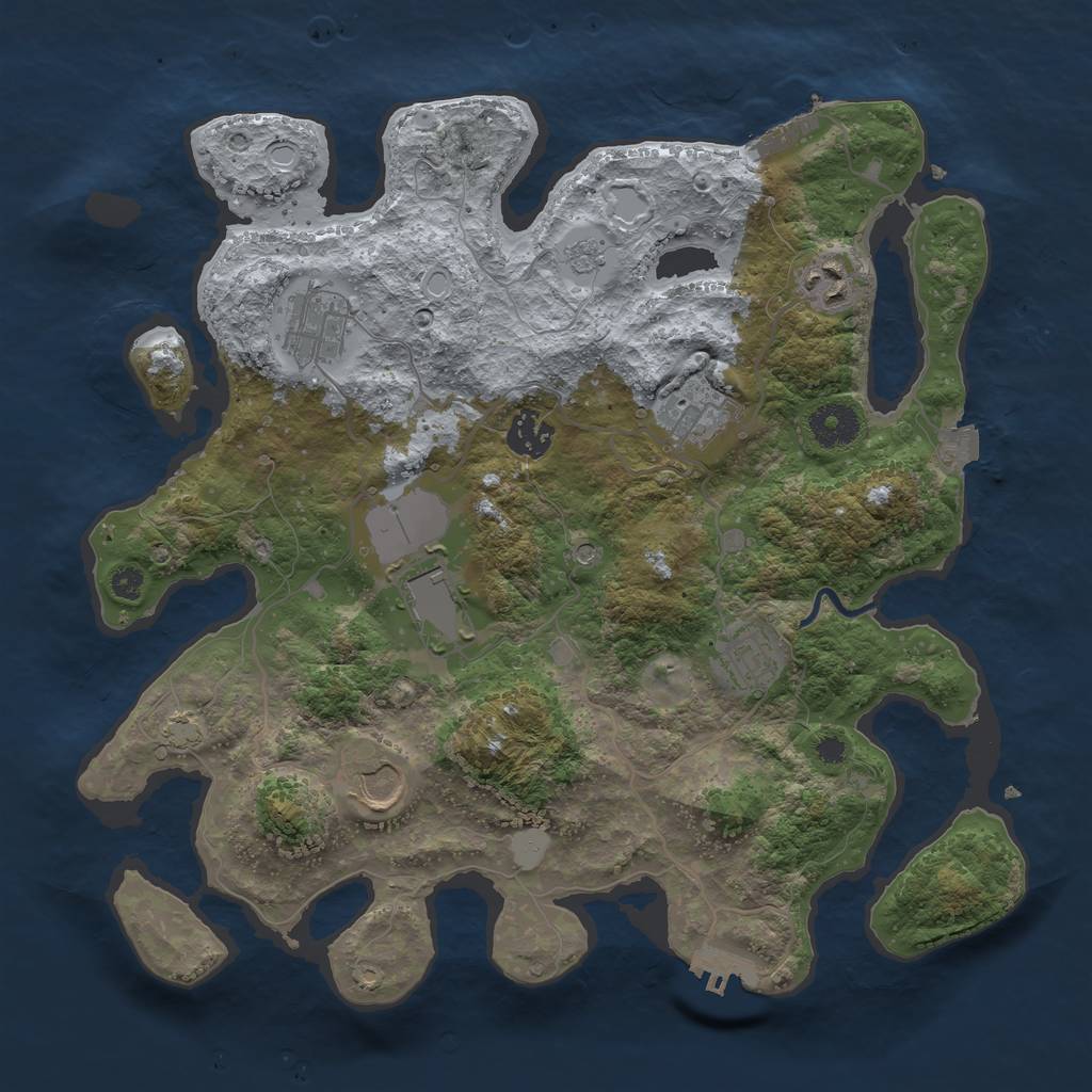 Rust Map: Procedural Map, Size: 3500, Seed: 59215552, 15 Monuments