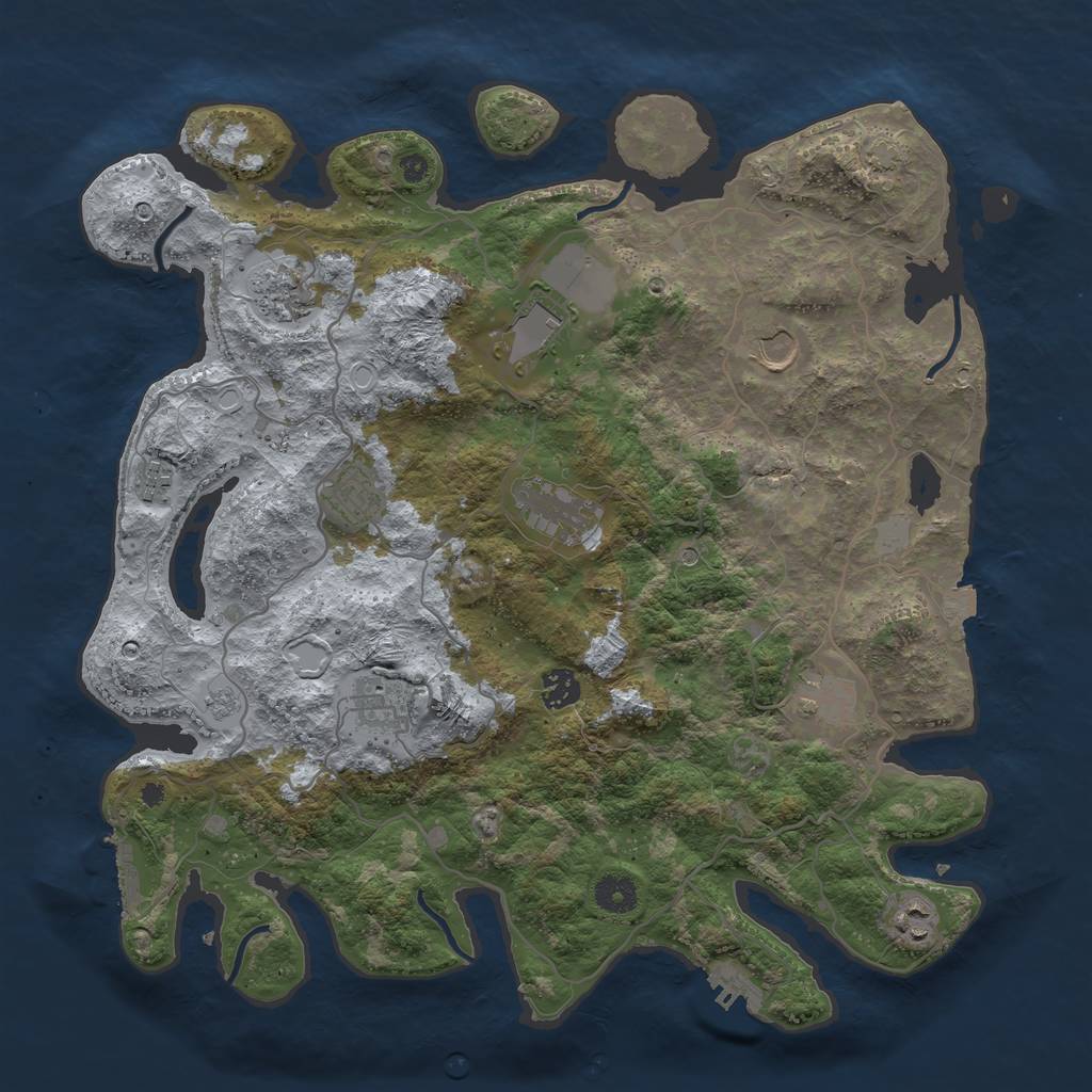 Rust Map: Procedural Map, Size: 4000, Seed: 25096745, 18 Monuments