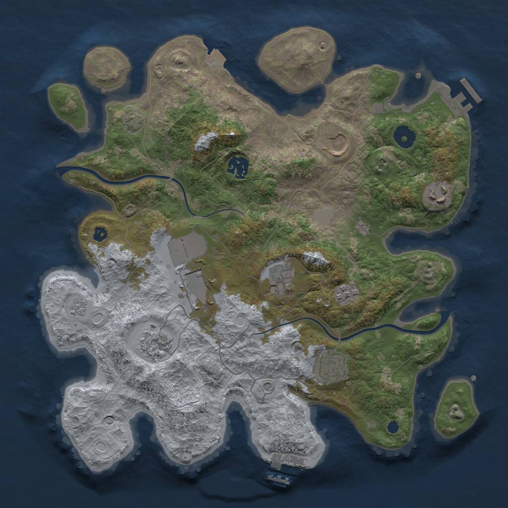 Rust Map: Procedural Map, Size: 3500, Seed: 2137639073, 14 Monuments