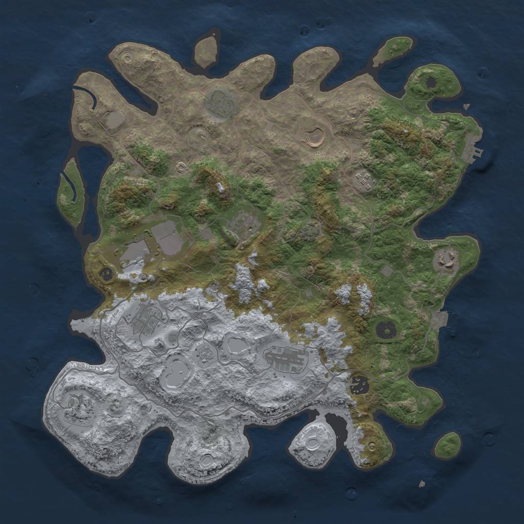 Rust Map: Procedural Map, Size: 4000, Seed: 1371952686, 17 Monuments