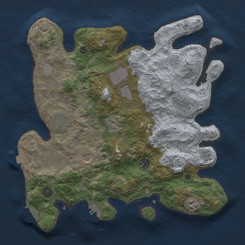 Rust Map: Procedural Map, Size: 3500, Seed: 847245086, 15 Monuments