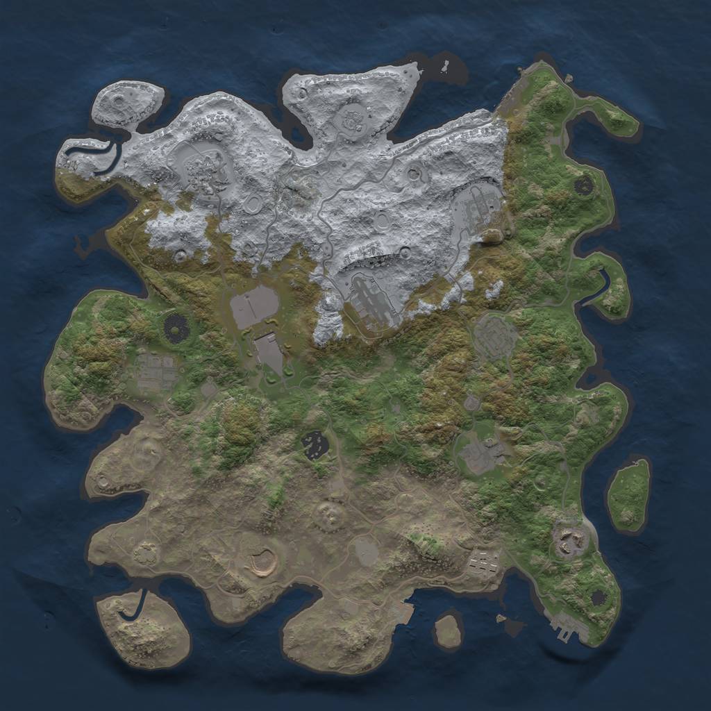 Rust Map: Procedural Map, Size: 3850, Seed: 645076042, 19 Monuments