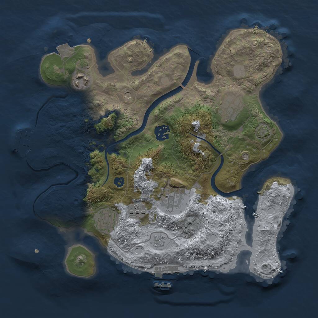 Rust Map: Procedural Map, Size: 3000, Seed: 755801773, 12 Monuments