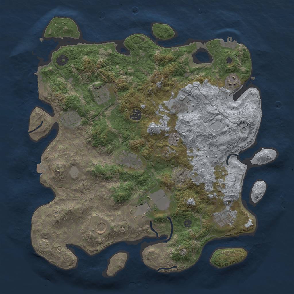 Rust Map: Procedural Map, Size: 3800, Seed: 541531442, 18 Monuments