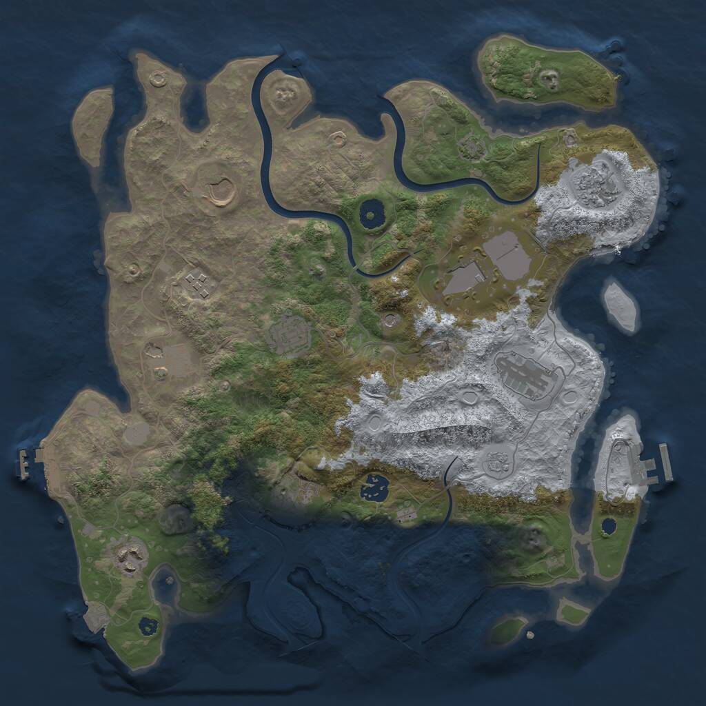 Rust Map: Procedural Map, Size: 3750, Seed: 1895902754, 16 Monuments