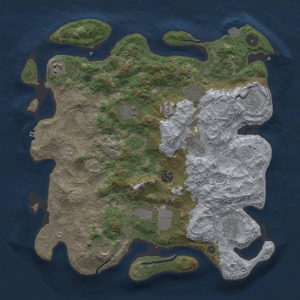 Rust Map: Procedural Map, Size: 3750, Seed: 34174803, 17 Monuments