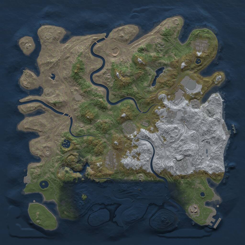 Rust Map: Procedural Map, Size: 4300, Seed: 56867198, 17 Monuments