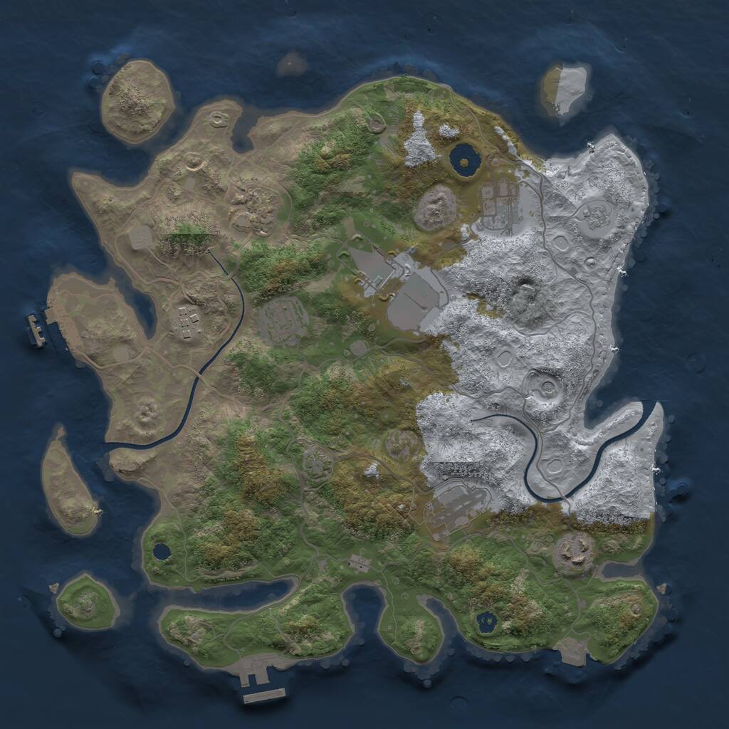 Rust Map: Procedural Map, Size: 3500, Seed: 17144305, 13 Monuments