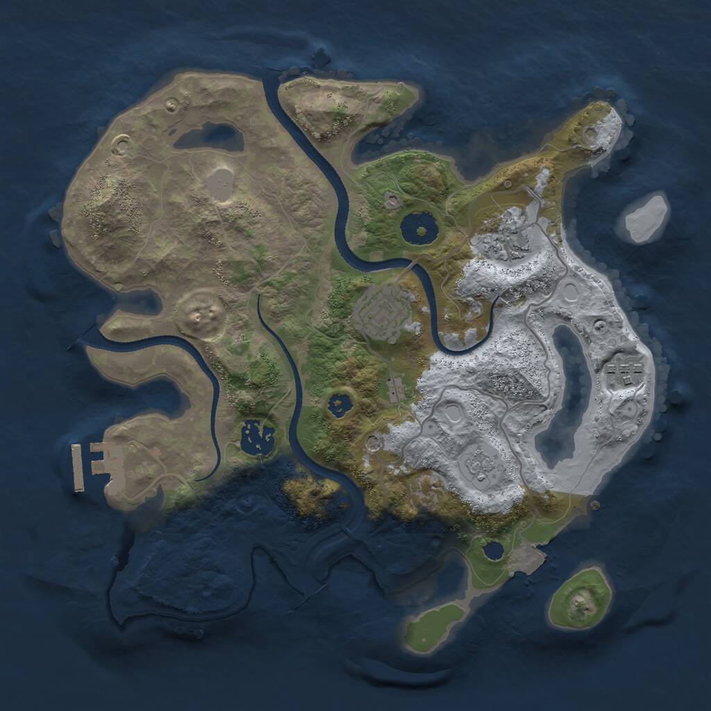 Rust Map: Procedural Map, Size: 3000, Seed: 22485, 8 Monuments