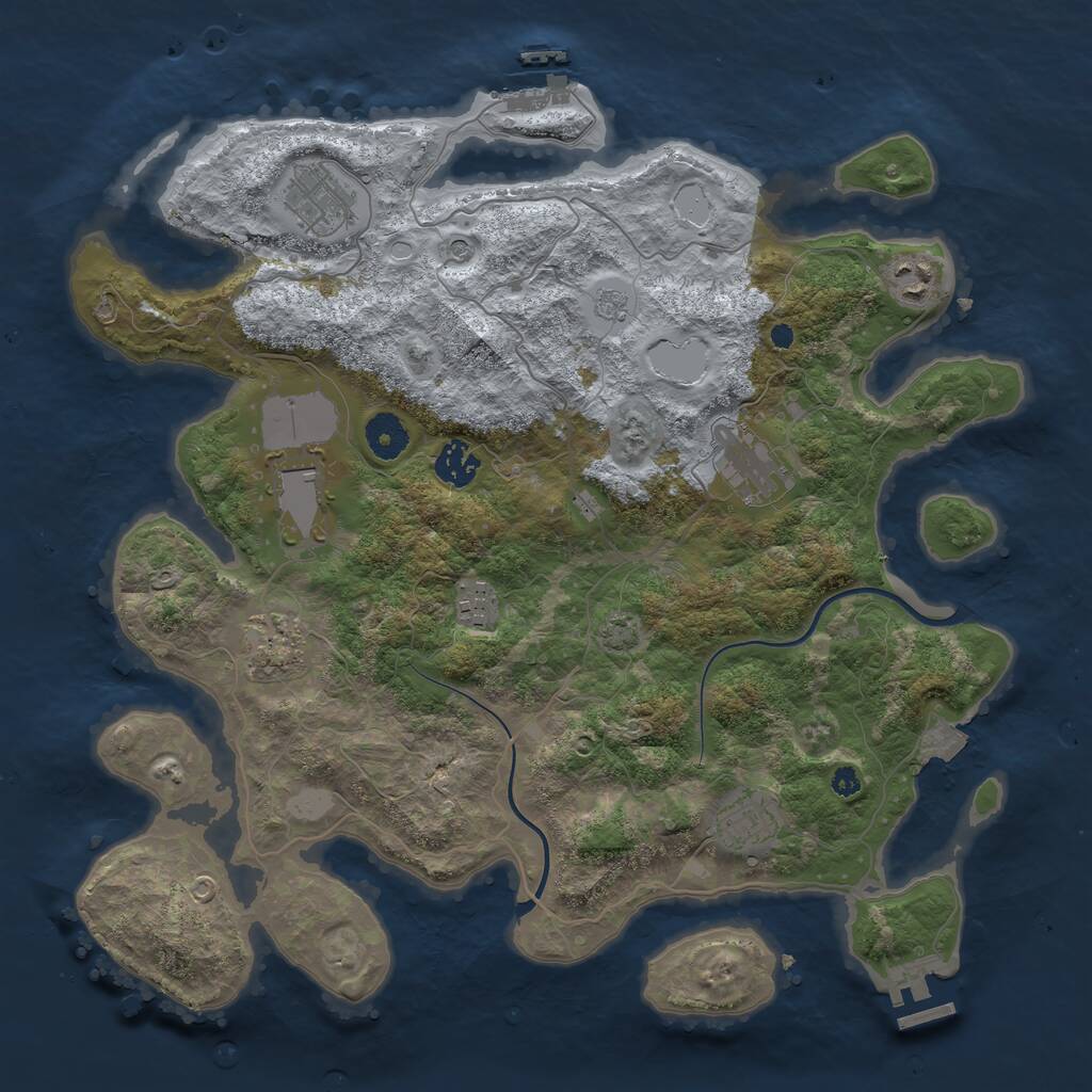 Rust Map: Procedural Map, Size: 3750, Seed: 622351, 14 Monuments