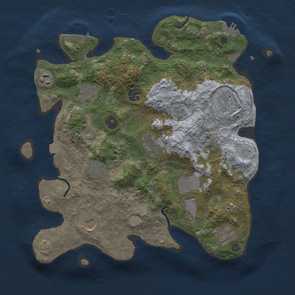 Rust Map: Procedural Map, Size: 3500, Seed: 608923855, 18 Monuments