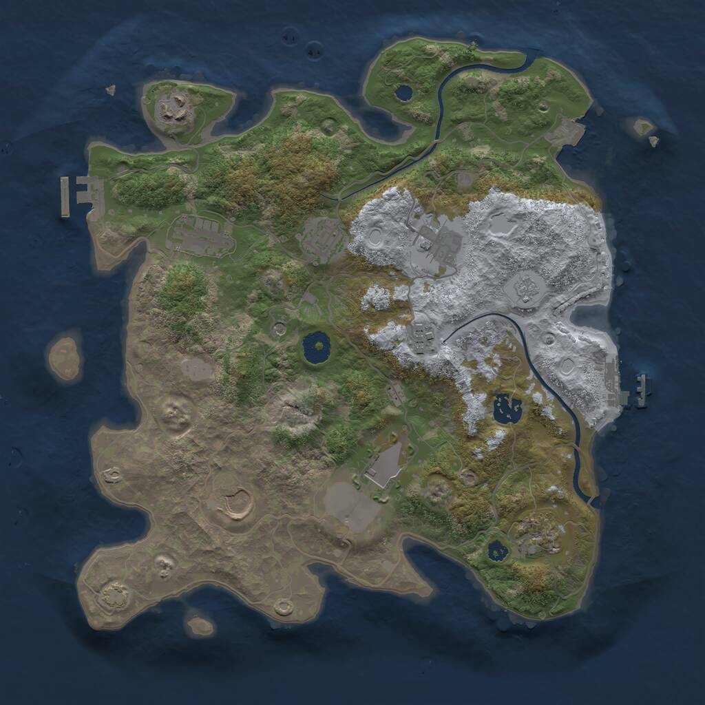 Rust Map: Procedural Map, Size: 3500, Seed: 608923855, 15 Monuments