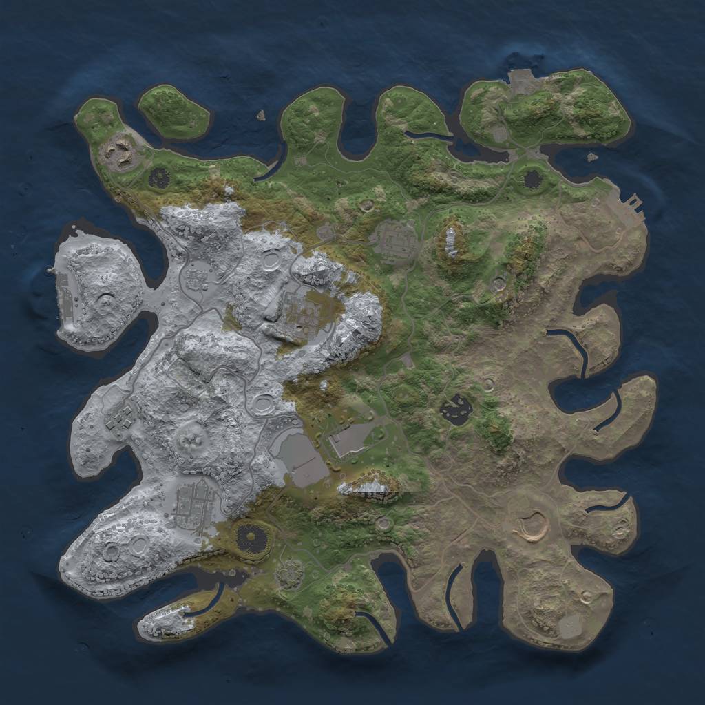 Rust Map: Procedural Map, Size: 3500, Seed: 557243235, 16 Monuments