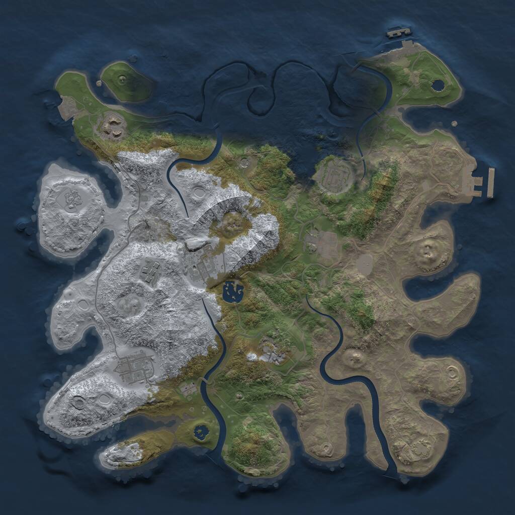 Rust Map: Procedural Map, Size: 3500, Seed: 557243235, 14 Monuments