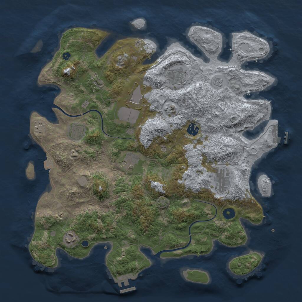 Rust Map: Procedural Map, Size: 3850, Seed: 57074401, 15 Monuments