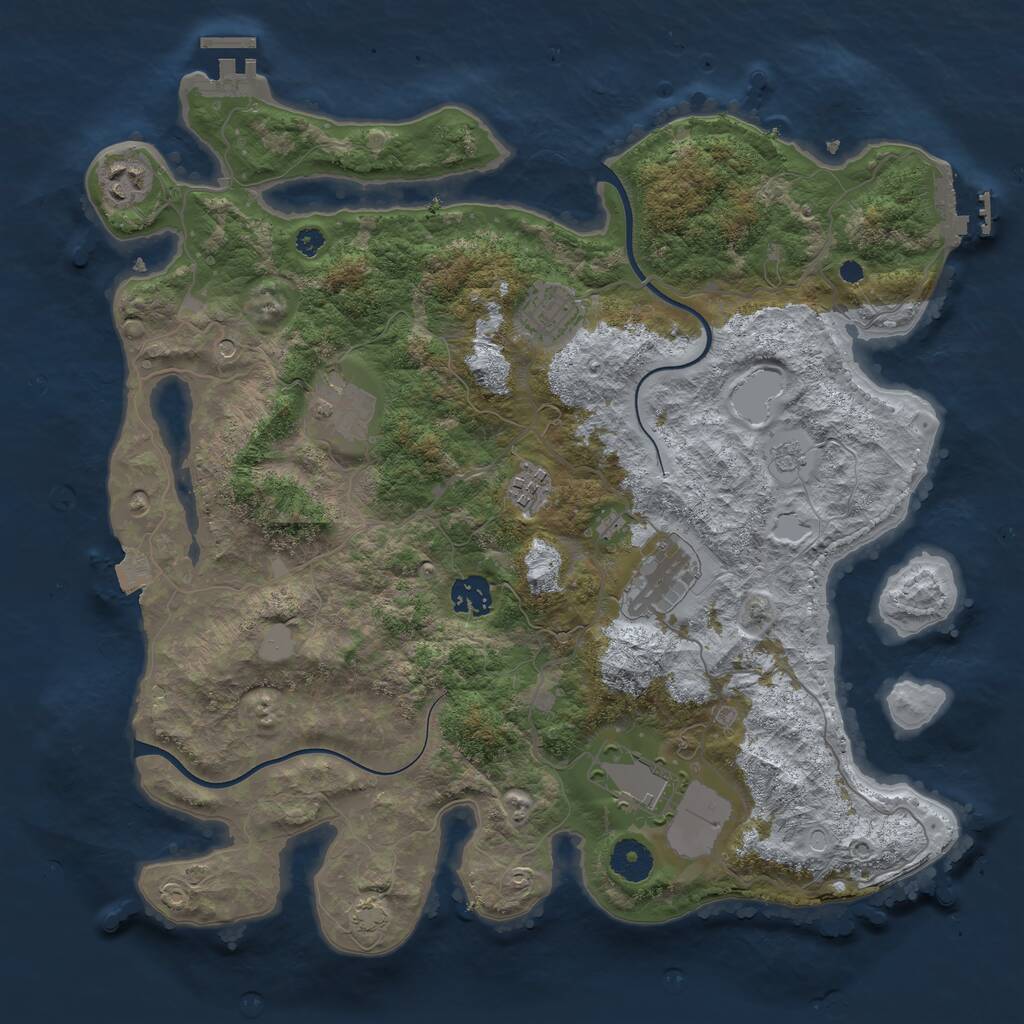 Rust Map: Procedural Map, Size: 3700, Seed: 1266876, 13 Monuments