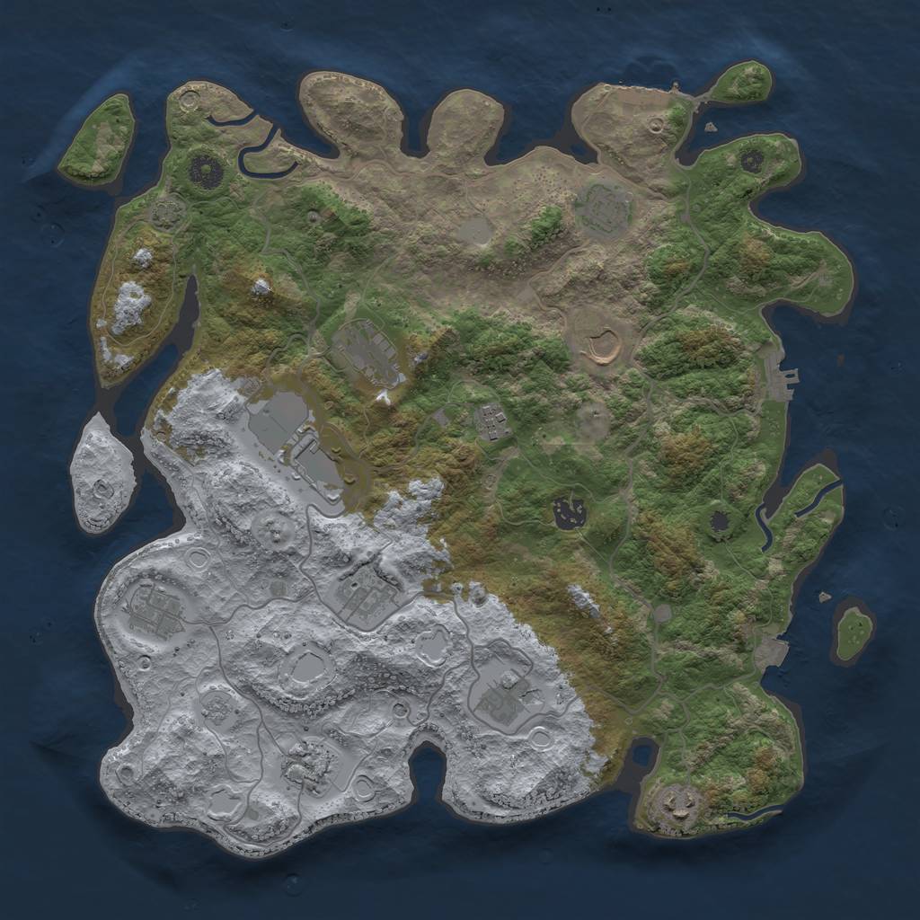 Rust Map: Procedural Map, Size: 4000, Seed: 62048799, 19 Monuments