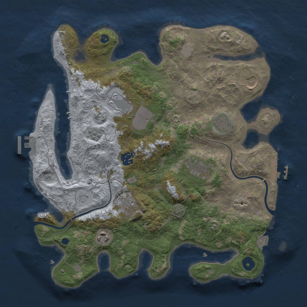 Rust Map: Procedural Map, Size: 3550, Seed: 19871521, 14 Monuments