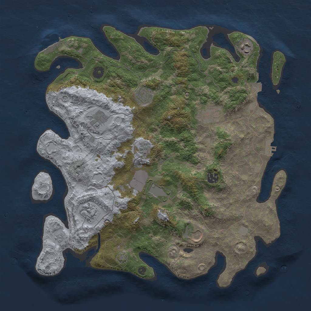 Rust Map: Procedural Map, Size: 3950, Seed: 18795597, 17 Monuments