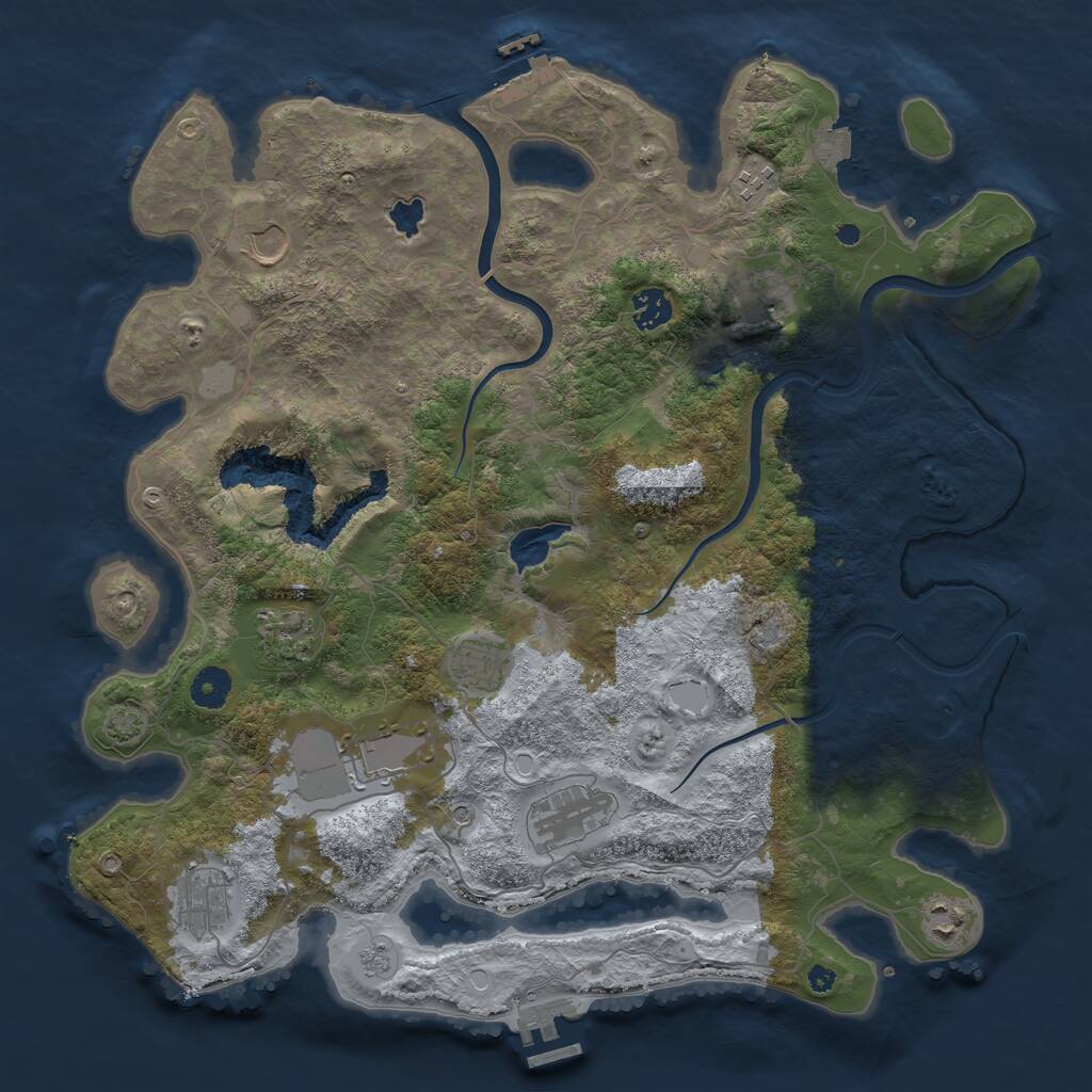 Rust Map: Procedural Map, Size: 4000, Seed: 161433471, 16 Monuments