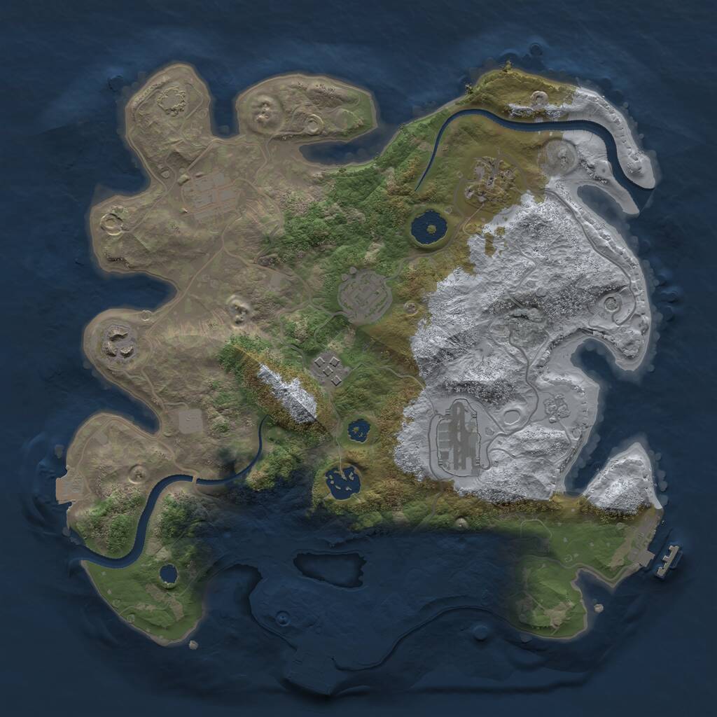Rust Map: Procedural Map, Size: 3200, Seed: 55560, 13 Monuments