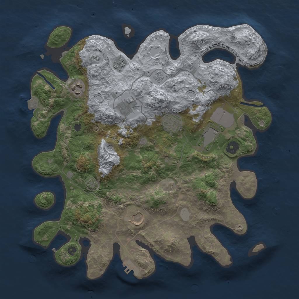 Rust Map: Procedural Map, Size: 3500, Seed: 1287070466, 13 Monuments