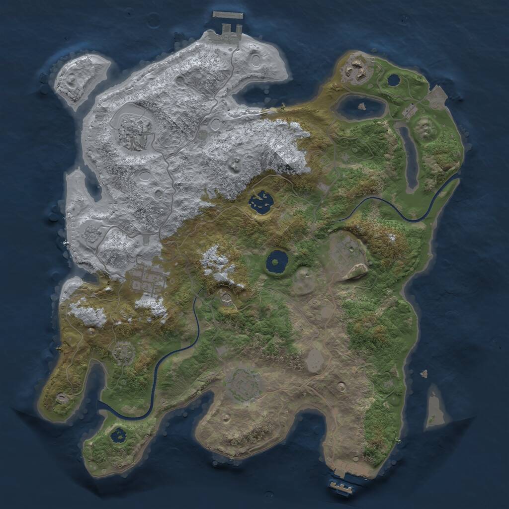 Rust Map: Procedural Map, Size: 3400, Seed: 22136741, 12 Monuments