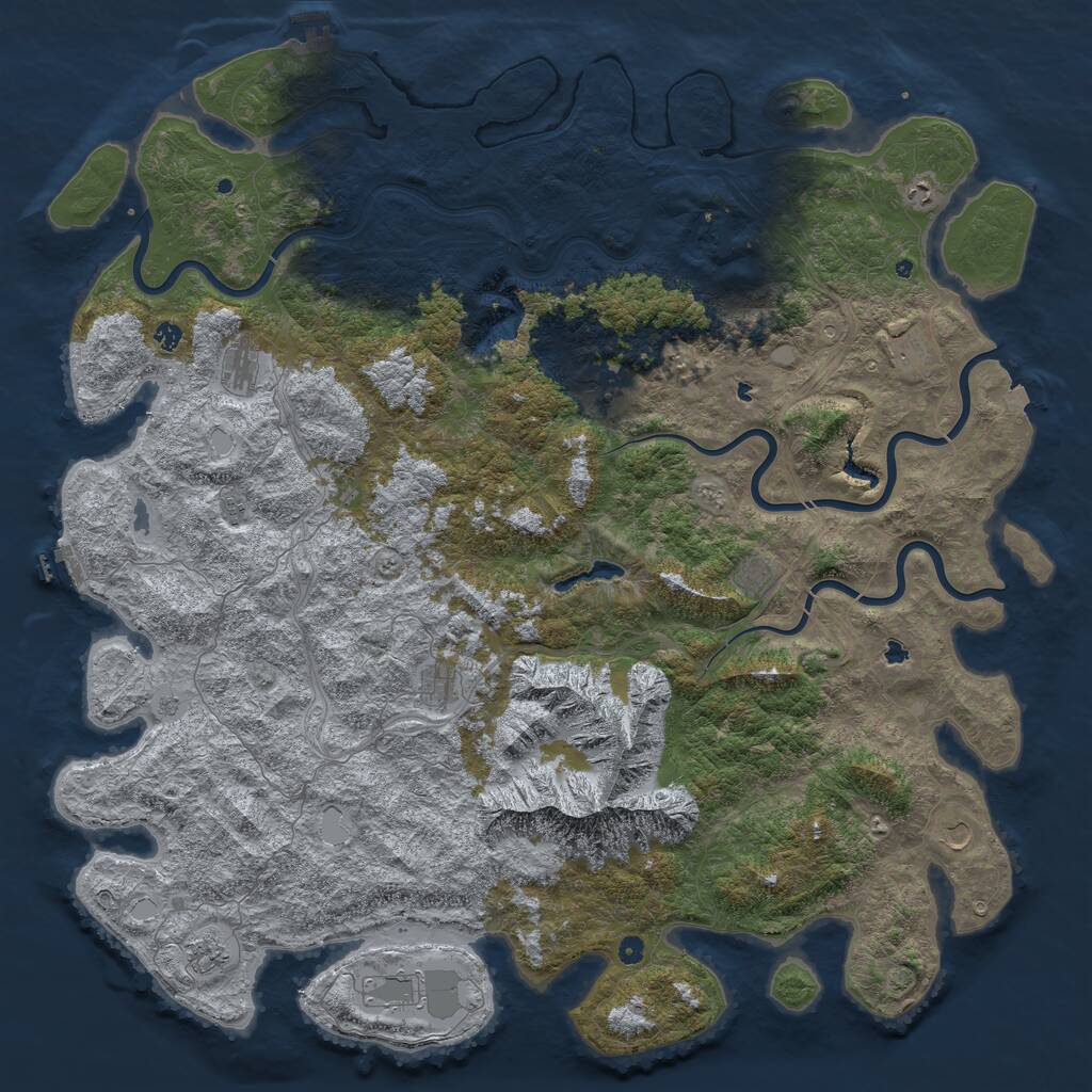 Rust Map: Procedural Map, Size: 6000, Seed: 1192111742, 17 Monuments