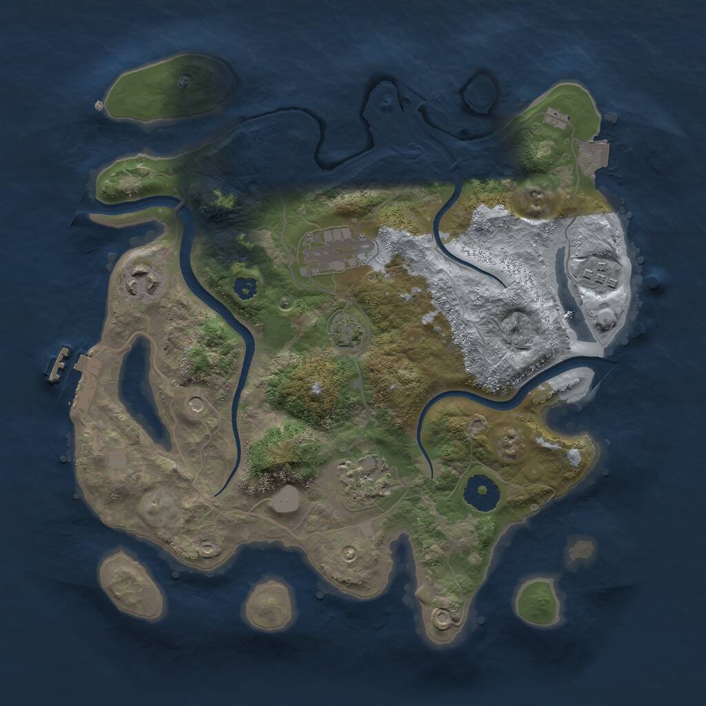 Rust Map: Procedural Map, Size: 3000, Seed: 19035, 8 Monuments