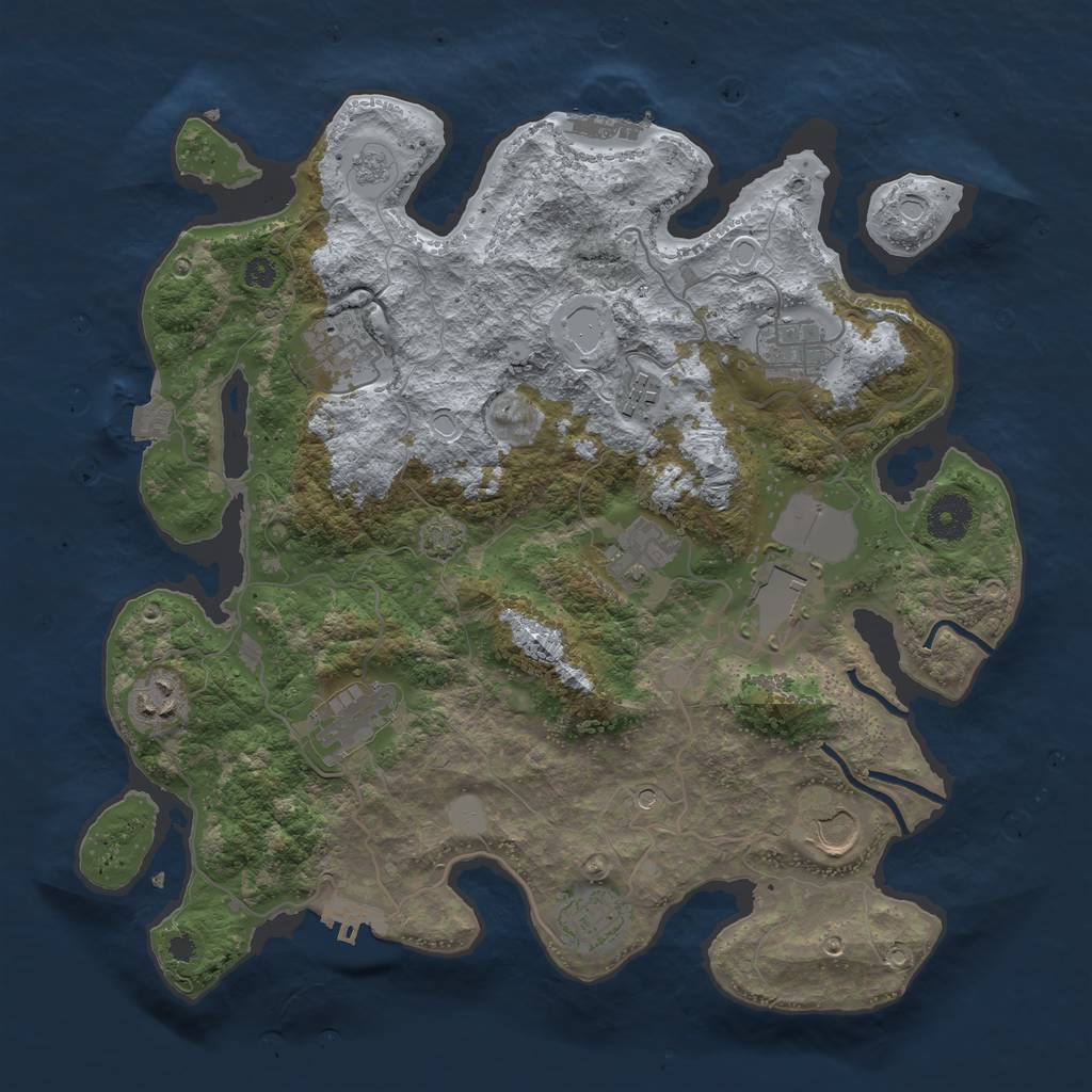 Rust Map: Procedural Map, Size: 3600, Seed: 26381120, 17 Monuments