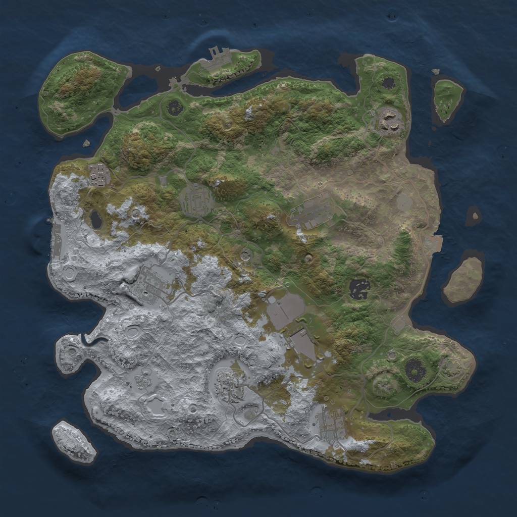 Rust Map: Procedural Map, Size: 3550, Seed: 71284414, 17 Monuments
