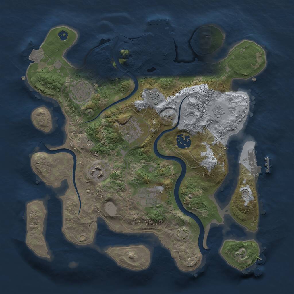Rust Map: Procedural Map, Size: 3000, Seed: 2009185806, 12 Monuments