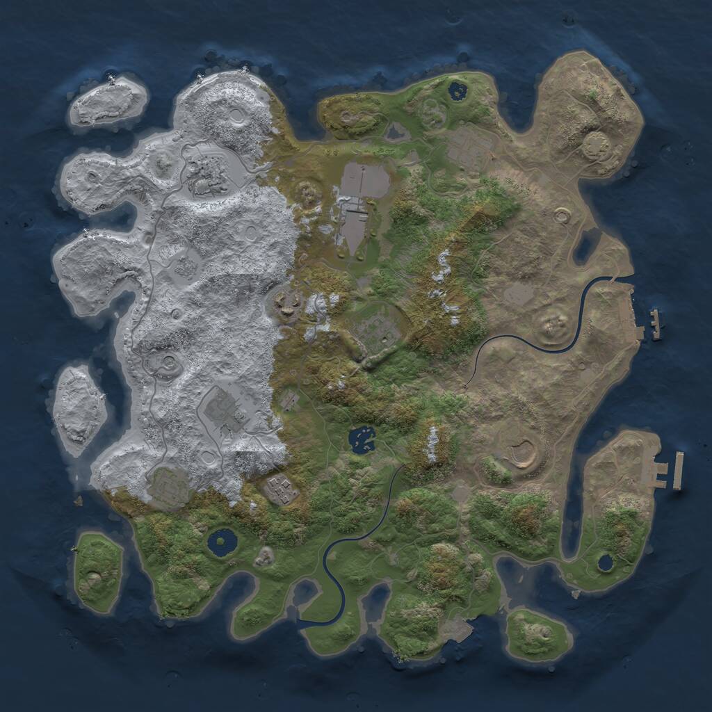 Rust Map: Procedural Map, Size: 3800, Seed: 80317188, 16 Monuments