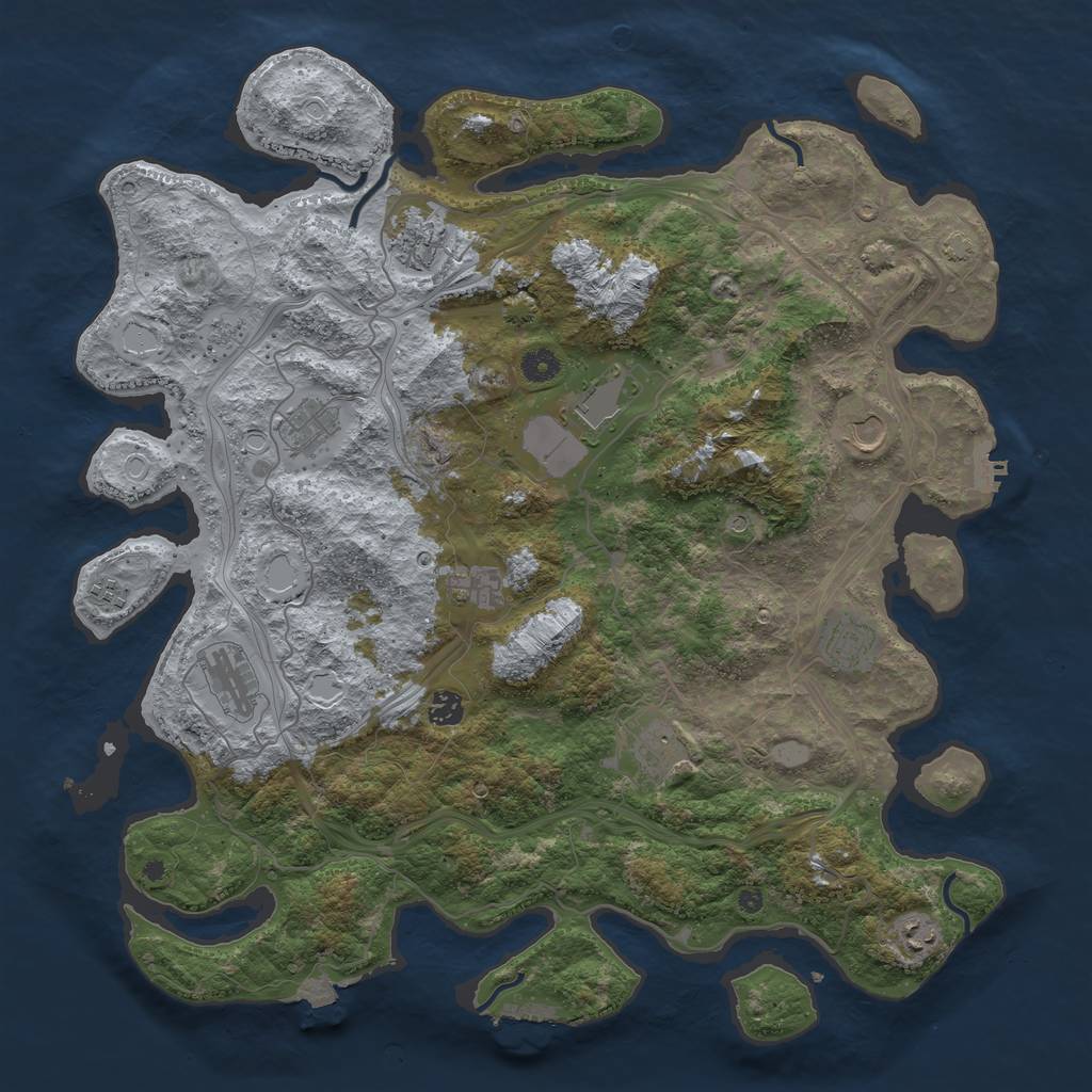 Rust Map: Procedural Map, Size: 4500, Seed: 2008656034, 19 Monuments