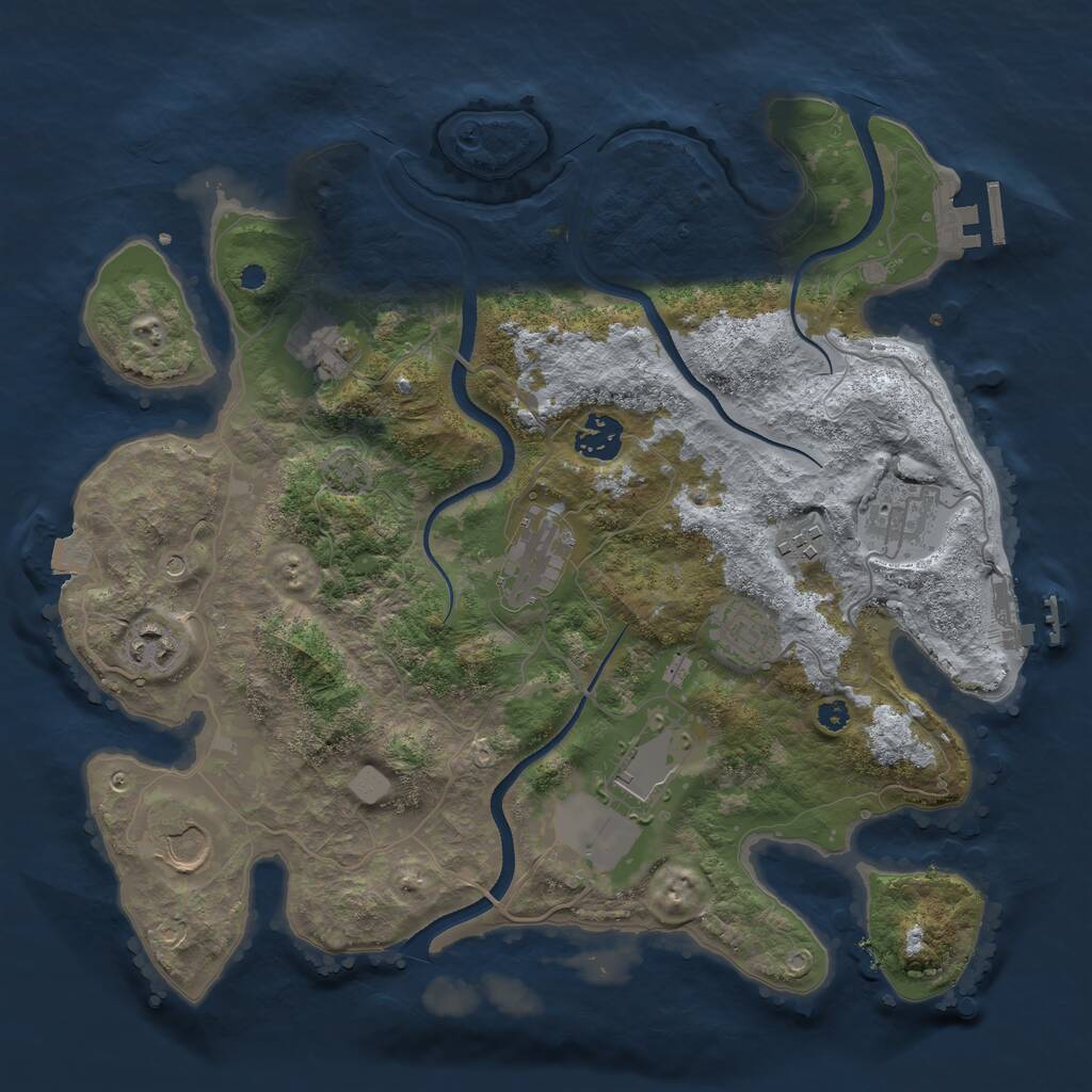Rust Map: Procedural Map, Size: 3500, Seed: 1021542787, 14 Monuments