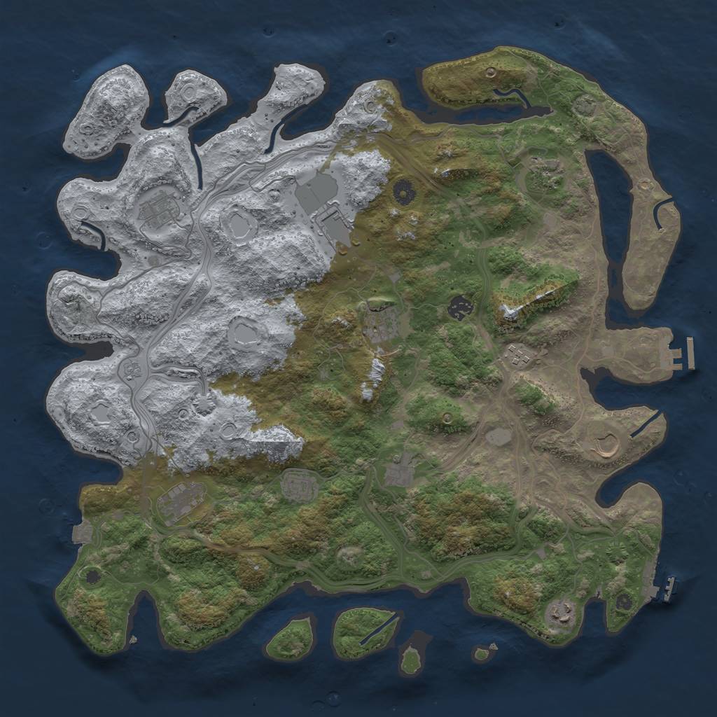 Rust Map: Procedural Map, Size: 4500, Seed: 635386601, 19 Monuments