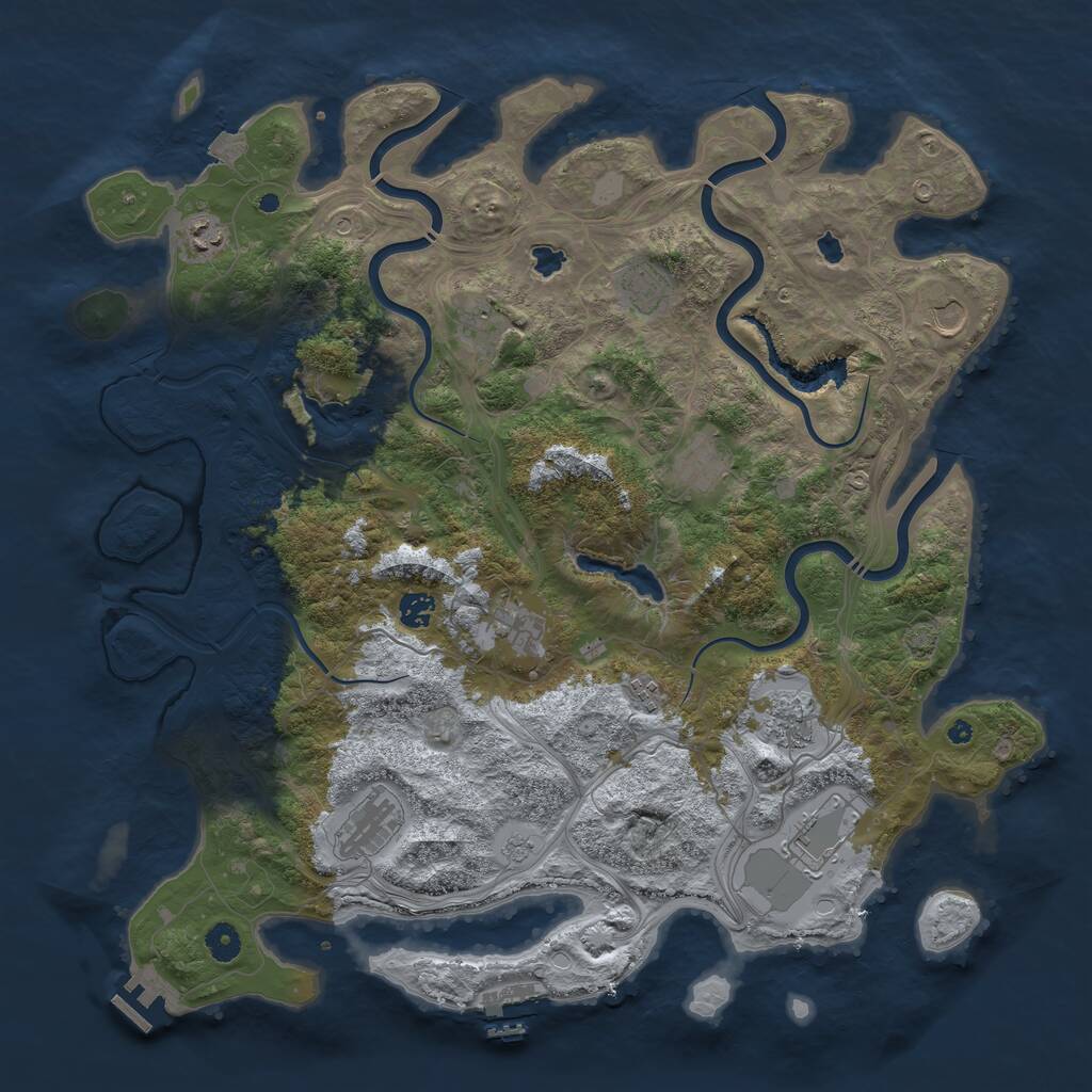 Rust Map: Procedural Map, Size: 4500, Seed: 948809938, 17 Monuments