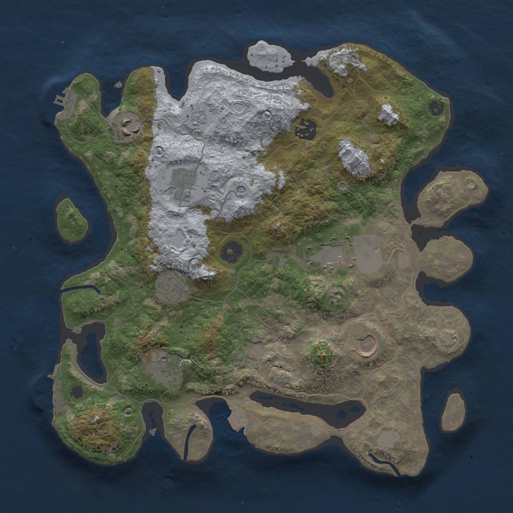 Rust Map: Procedural Map, Size: 3500, Seed: 57672901, 15 Monuments