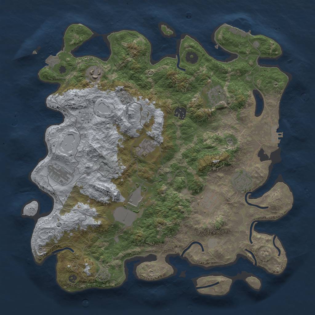 Rust Map: Procedural Map, Size: 3800, Seed: 45856026, 17 Monuments
