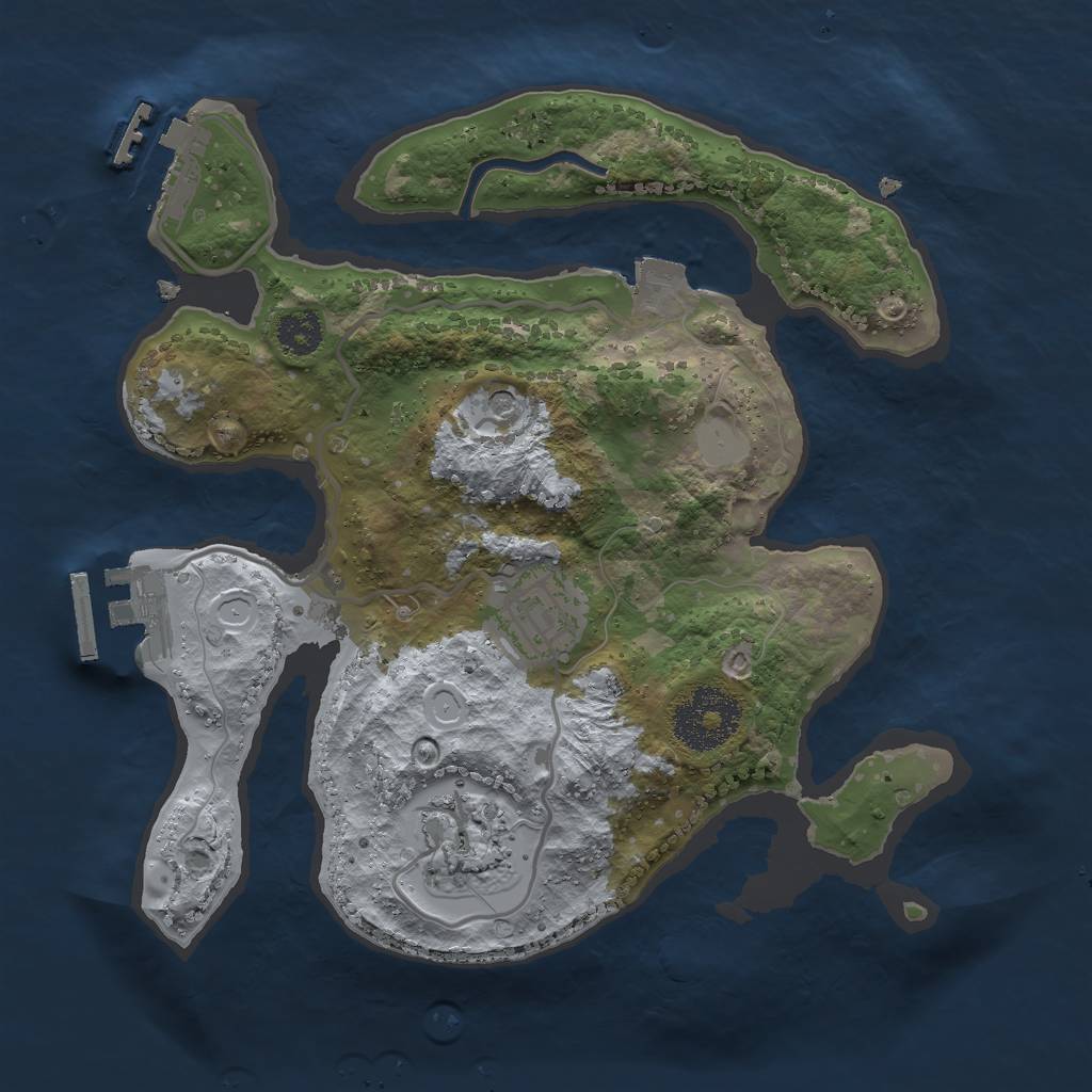 Rust Map: Procedural Map, Size: 2500, Seed: 64027270, 8 Monuments