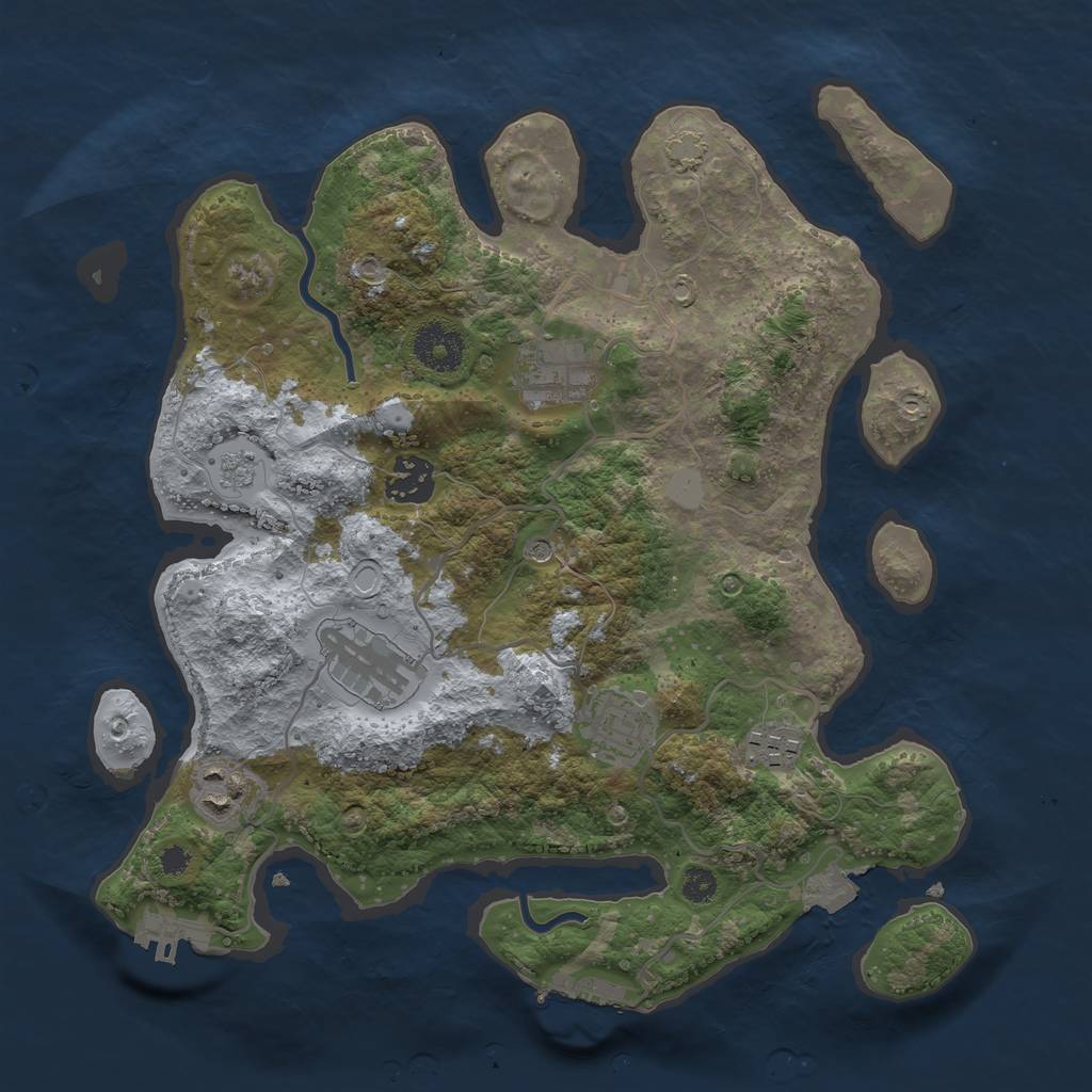 Rust Map: Procedural Map, Size: 3250, Seed: 156630717, 14 Monuments