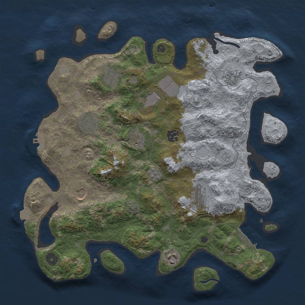 Rust Map: Procedural Map, Size: 3750, Seed: 939919, 18 Monuments