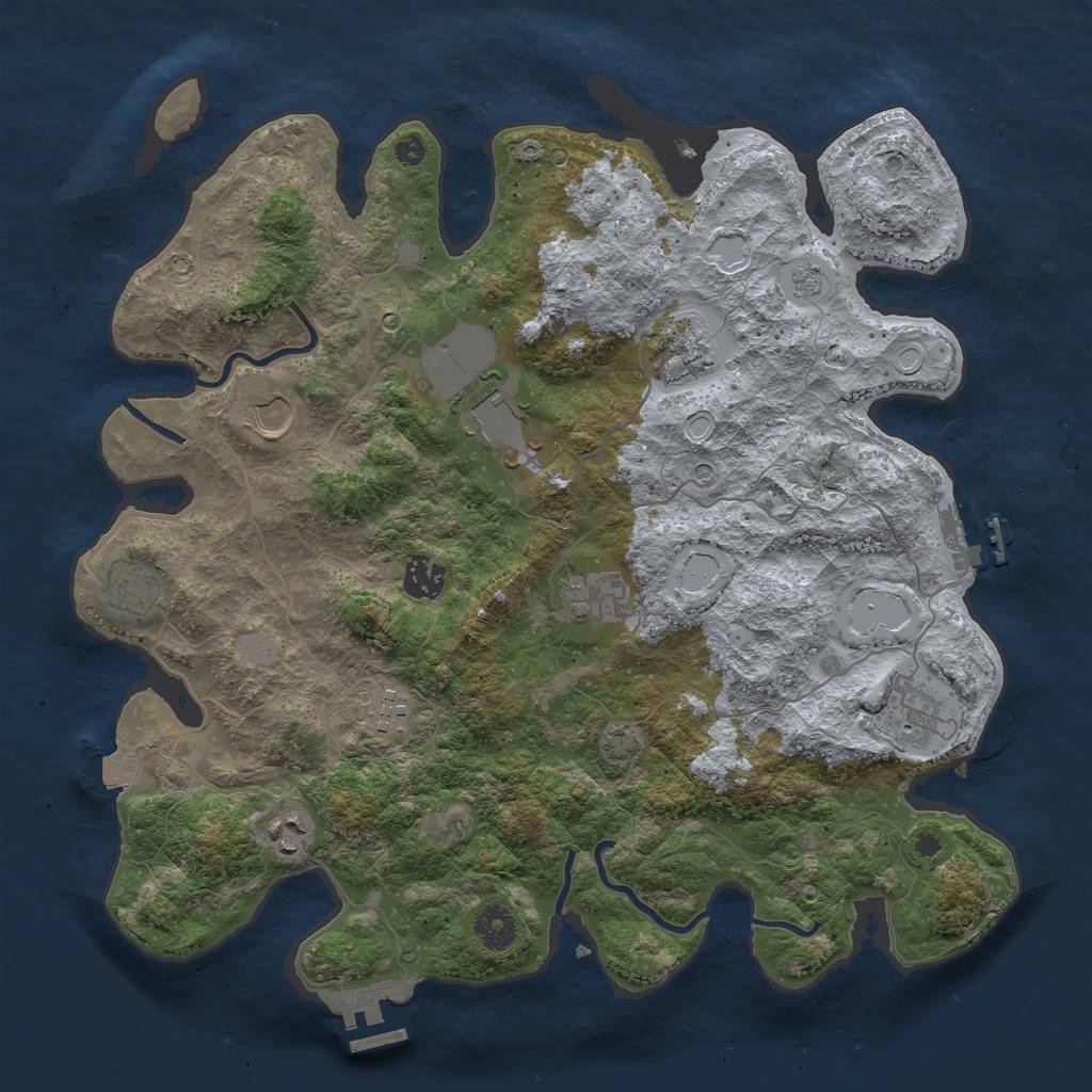 Rust Map: Procedural Map, Size: 3800, Seed: 63777674, 17 Monuments