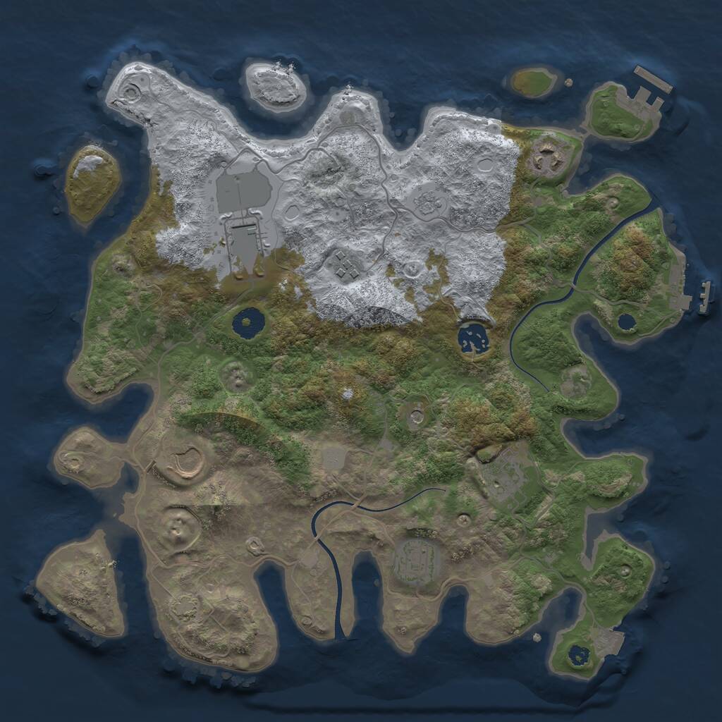Rust Map: Procedural Map, Size: 3500, Seed: 2090989345, 13 Monuments