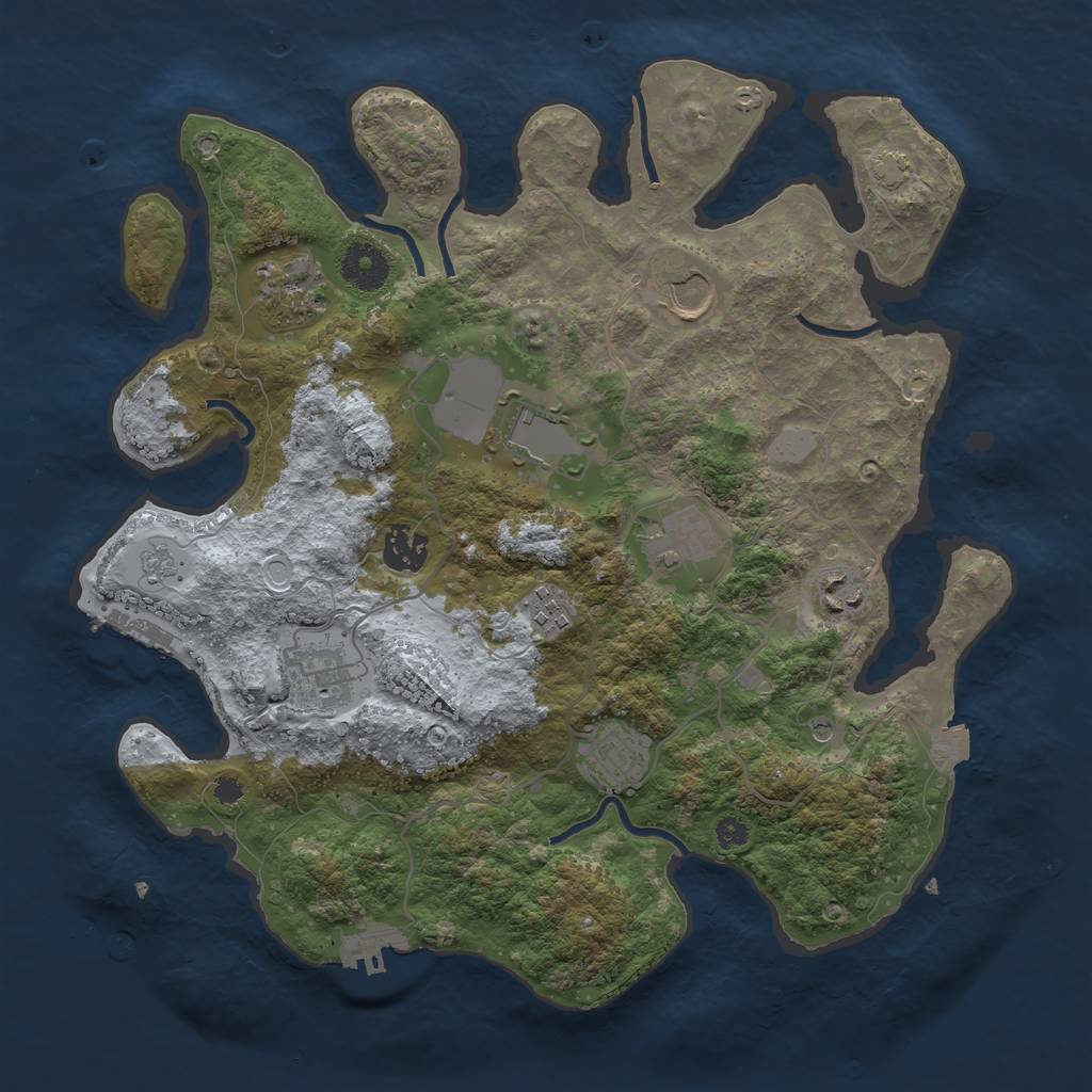 Rust Map: Procedural Map, Size: 3500, Seed: 546142815, 17 Monuments